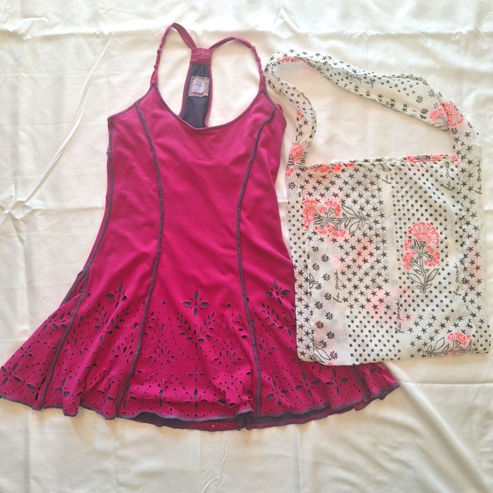 Free People Pink/Purple Dress Size S and Free People Bag
